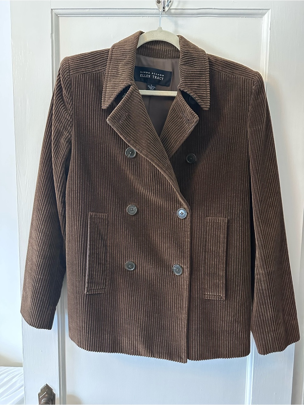 Brown Corduroy Double-Breasted Blazer - Women